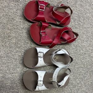 Red and white Sun-San Sandals